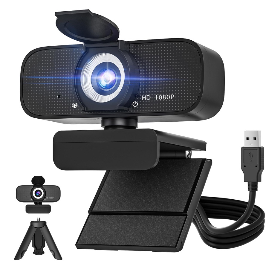 1080P HD Webcam for PC with Auto Focus & Noise Cancelling Mic - Plug and Play Computer Camera for Video Conferencing, Online Classes, Live Streaming - Ideal for Remote Workers/Students/Gamers