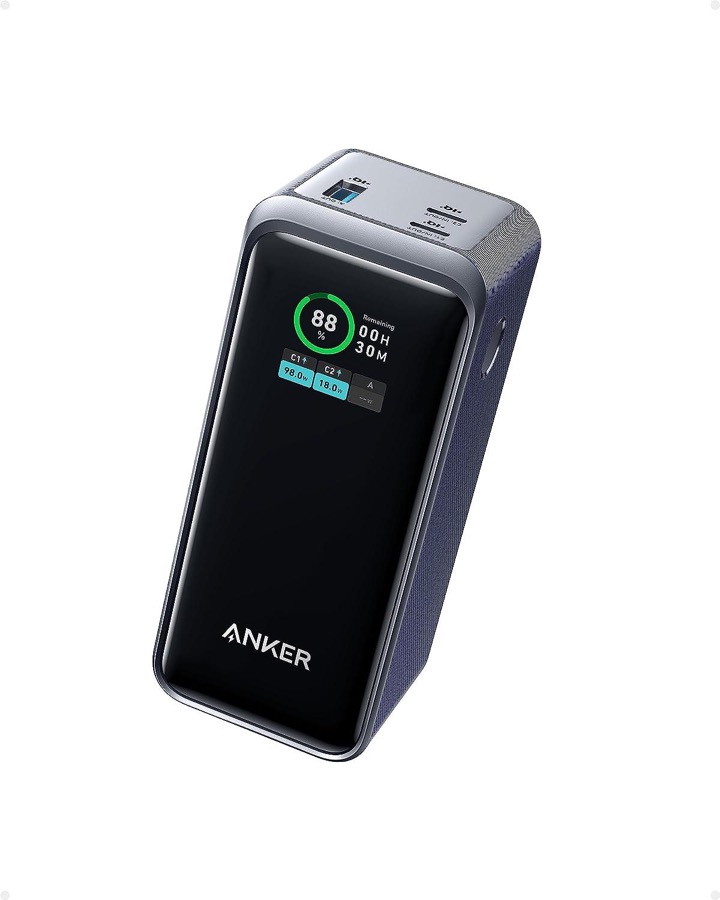 Anker Prime Power Bank, 20,000mAh Portable Charger with 200W Output, Smart Digital Display, 2 USB-C and 1 USB-A Port Compatible with iPhone 14/13 Series, Samsung, MacBook, Dell, and More
