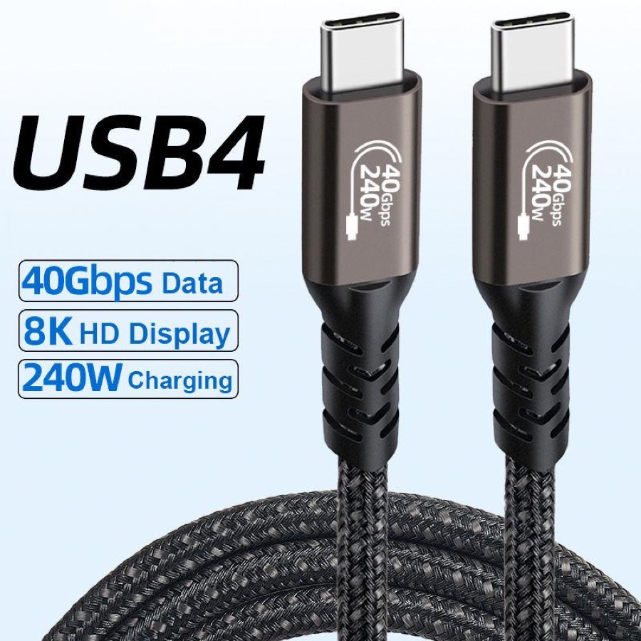 Hannord USB4 Cable Compatible with Thunderbolt 4/3 Cable, Supports 240W Charging / 8K Display / 40Gbps Data Transfer USB C to USB C Cable, for Type-C MacBooks, iPad Pro, Hub, Docking and More 3.3 ft.