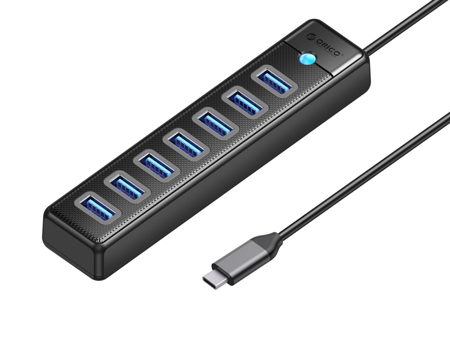 ORICO USB C to 7-Port USB 3.0 Hub USB Port Expander, Fast Data Transfer USB Splitter for Laptop, Compatible with All USB Port Device (1.65FT, 7 Port USB A)