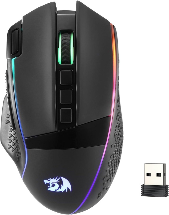 Redragon M991 Wireless Gaming Mouse, 26000 DPI 3-Mode Gamer Mice w/Rapid Fire Key, 9 Macro Buttons, Powerful Capacity and RGB Backlight for PC/Mac/Laptop