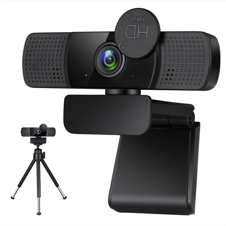 TROPRO Tw8 Webcam with Microphone, 1080P Full HD Computer Camera for PC with Cover, Expandable Tripod, USB Web Camera with Cover for Video Calls, Streaming, Skype, Zoom, Teleconference